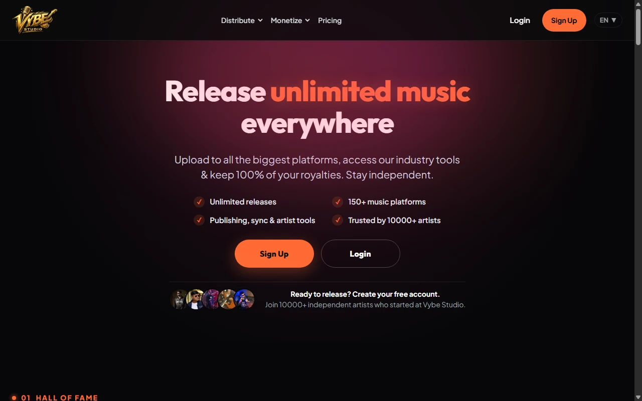 Vybe Studio — Music Distribution Platform